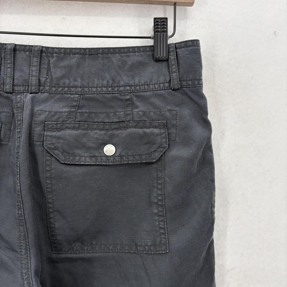 Anthropologie Aviator Cargo Pants Womens 2 Black Linen Blend Utility Taper Camp - Picture 12 of 15